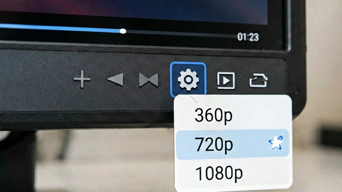 xvideo.com 播放器右下角画质切换菜单展开，显示 720p 与 1080p 选项