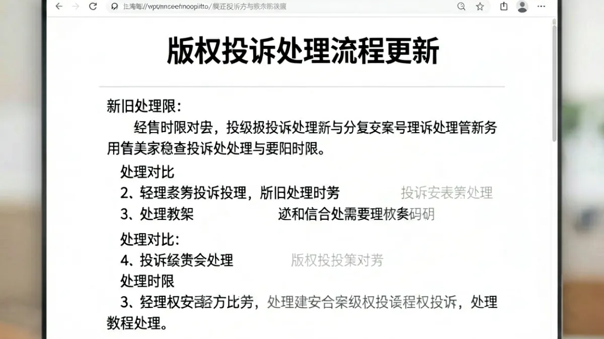 xvideo.com 内容版权政策更新公告页面，显示 DMCA 处理流程调整说明